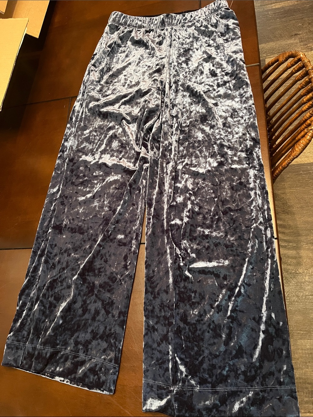 a new day Velvet Wide-Leg Pants  Blue NWOT